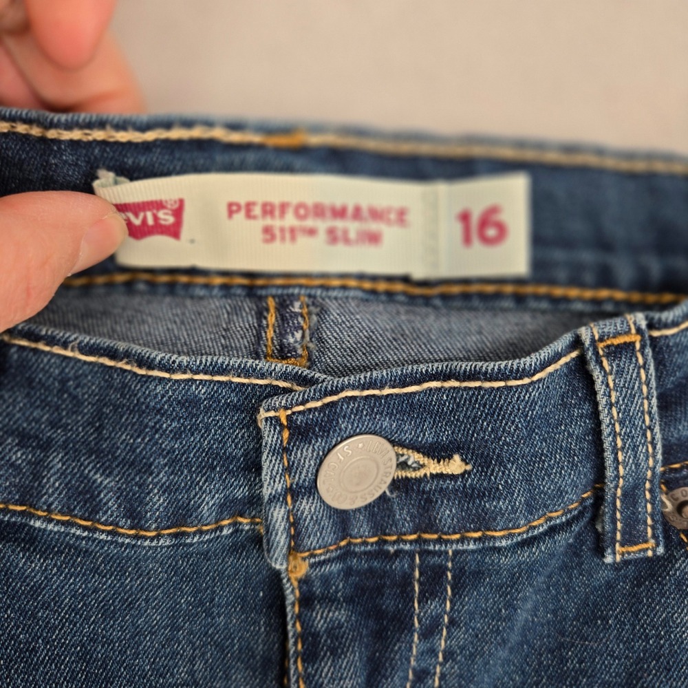 Levi's 16 Regular 511 Slim Performance Jeans‎ Boys Dark Wash Denim 28x30 - Picture 3 of 10